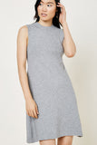 H7935 GREY Womens Knit Mock Neck Sweater Dress Front