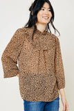 Women's Leopard Smock Neck Top