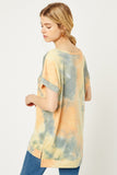 H8266 Orange Womens Short Sleeve Tie Dye Tee Back