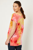 H8266 Pink Womens Short Sleeve Tie Dye Tee Back