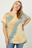 H8266W ORANGE Plus Scoop Neckline Tie Dye Tee Front