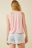 HDK1909 Pink Womens Patterned Button Detail Knit Tank Back