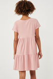 HDN4698 PINK Womens Waffle Knit Button Detail Dress Back