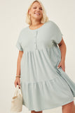 HDN4698W MINT Plus Waffle Knit Button Detail Dress Front