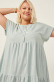 HDN4698W MINT Plus Waffle Knit Button Detail Dress Front 2