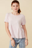 Womens Textured Puff Sleeve Asymmetric Panel Knit Top