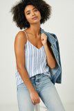 HJ3282 Denim Womens Striped V Neck Cami Front