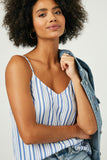 HJ3282 Denim Womens Striped V Neck Cami Detail