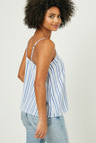 HJ3282 Denim Womens Striped V Neck Cami Side