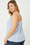 HJ3282W Denim Plus Striped V Neck Cami Back