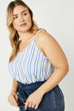 HJ3282W Denim Plus Striped V Neck Cami Side