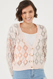 Womens Ombre Diamond Cropped Button Cardigan