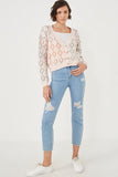 HK1344 BLUSH MIX Womens Ombre Diamond Cropped Button Cardigan Full Body