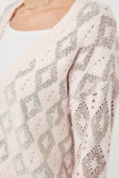 HK1344 BLUSH MIX Womens Ombre Diamond Cropped Button Cardigan Detail