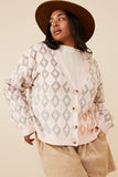 HK1344W BLUSH MIX Plus Ombre Diamond Cropped Button Cardigan Side