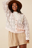 HK1344W BLUSH MIX Plus Ombre Diamond Cropped Button Cardigan Front 2