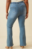 HK1396W DENIM Plus Flared Elastic Waist Stretch Denim Jeans Back