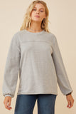 Stripe Blocked Puff Sleeve Knit Top