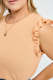 HN4033W APRICOT Plus Textured Knit Ruffled Tank Detail