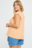 HN4033W APRICOT Plus Textured Knit Ruffled Tank Back