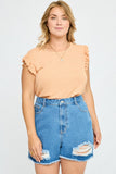 HN4033W APRICOT Plus Textured Knit Ruffled Tank Front