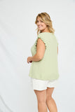 HN4033W SAGE Plus Textured Knit Ruffled Tank Back