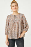 Womens Floral Printed Peasant Top