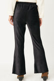 HN4221 BLACK Womens Wide Leg Velvet Corduroy Pants Back