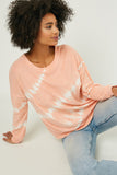 HY2322 CORAL Womens Brushed Tie-Dye Sweatshirt Pose