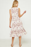 HY2904 OFF WHITE Womens Paisley Print Ruffle Neck Sleeveless Dress Back