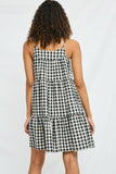 HY2954 BLACK Womens Gingham Tiered Sleeveless Dress Back