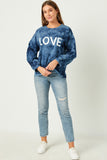 Womens Love Print Long Sleeve Top