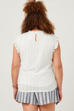 Womens Knit Eyelet Ruffle Detail Tank