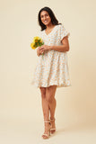 V-Neck Ruffle Short Sleeve Tiered Floral Dress