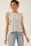 Ribbed Stripe Ruffled Tank