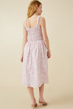 HY6107 Mauve Womens Abstract Polka Dot Print Smocked Tank Dress Back