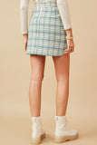 HY6595 MINT Womens Flannel Zip Up Skirt Back