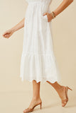 HY6779 Off White Women Scallop Hem Floral Crochet Eyelet Dress Detail