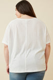 HY6782W White Plus Raw Edge Detail Triblend Knit Dolman Tee Back