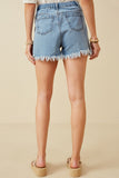 HY6790 Denim Womens Distressed Fray Detail Shorts Back