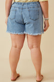 HY6790W Denim Plus Distressed Fray Detail Shorts Back