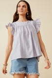 Womens Smocked Detail Ruffle Shoulder Top