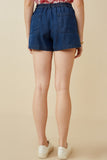 HY6957 Dark Denim Womens Denim Tencel Dolphin Shorts Back