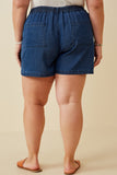 HY6957W Dark Denim Plus Denim Tencel Dolphin Shorts Back