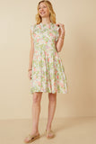 HY6988 Pink Womens Flamingo Print Smocked Ruffled Dress Full Body