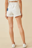 Womens Denim Floral Patch Denim Shorts Back