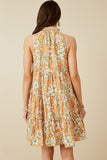 Womens Floral Print Ruffled Neck Tiered Tank Dress Back