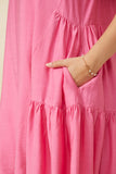 HY7194W Pink Plus Side Panel Detailed Ruffle Sleeve Dress Detail