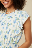 Womens Textured Romantic Floral Split Tiered Dress Detail