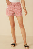 Womens Floral Printed Distressed Denim Shorts